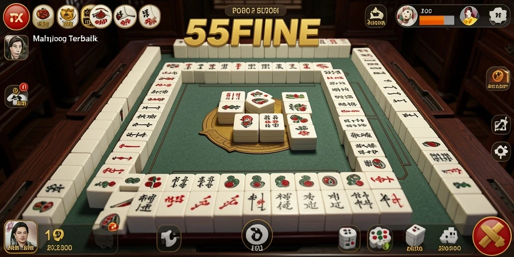 Tampilan gameplay Mahjong yang seru di 55FIVE.