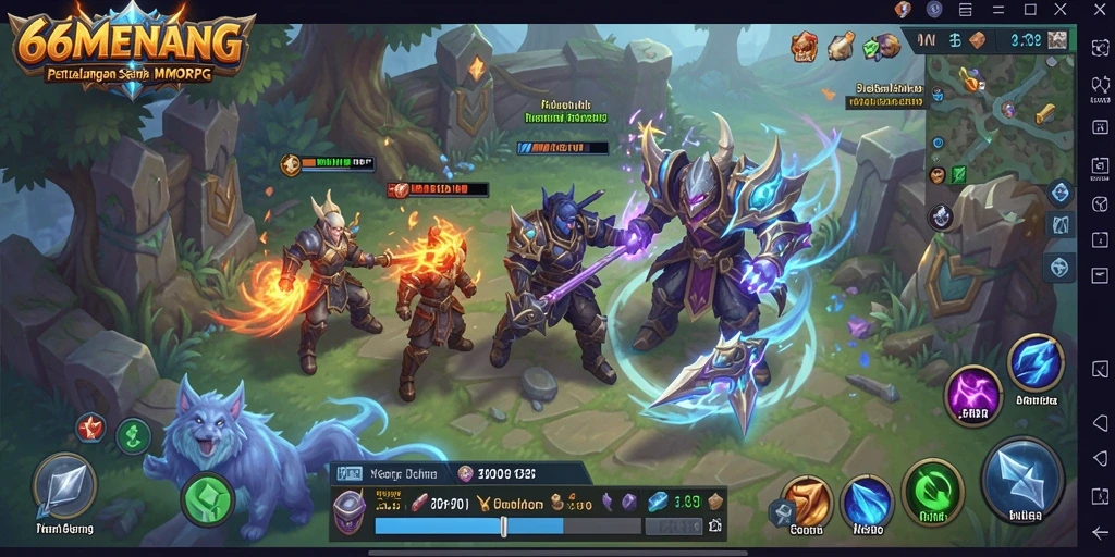 Screenshot gameplay 66MENANG yang menampilkan aksi pertempuran seru