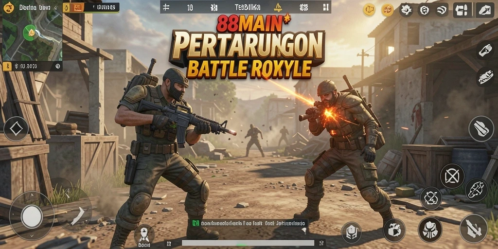 Screenshot utama 88MAIN menampilkan aksi seru dalam gameplay Battle Royale.