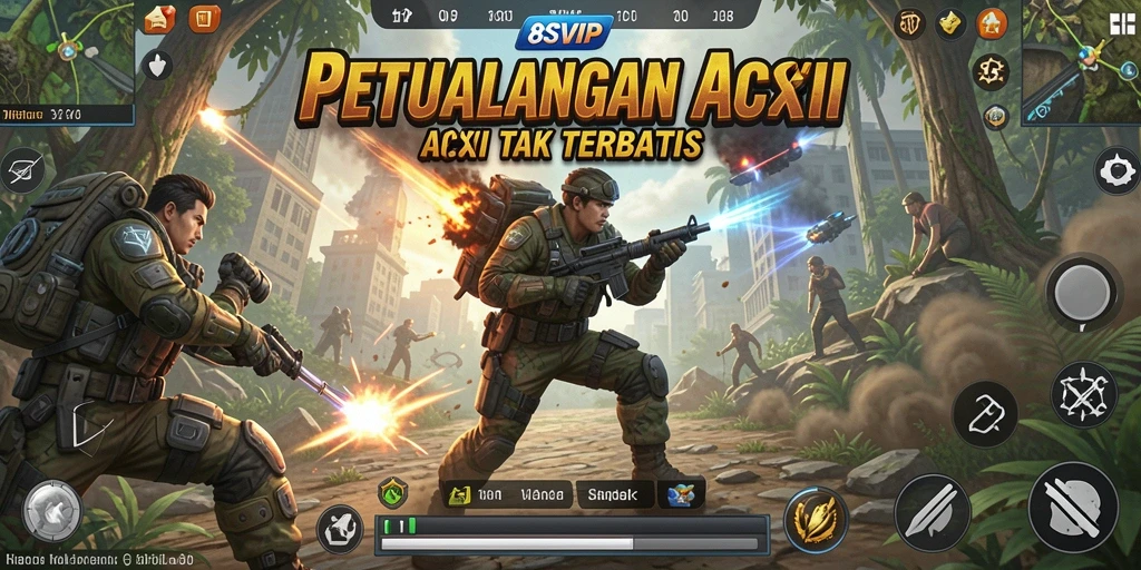 Screenshot utama 8SVIP menampilkan aksi intens dalam gameplay.