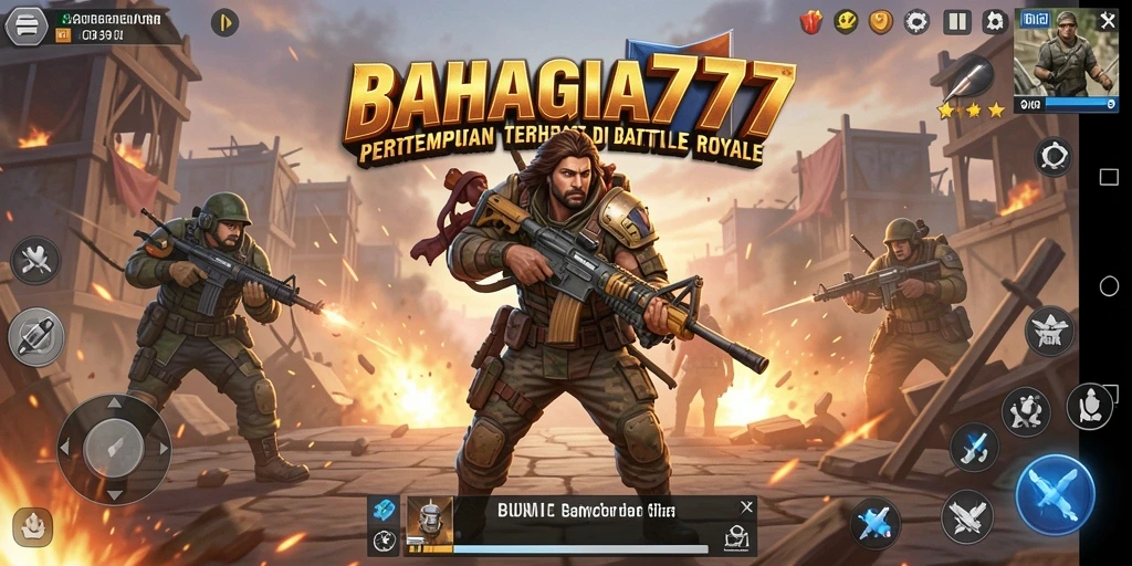 Gameplay seru BAHAGIA777 dalam pertempuran Battle Royale.