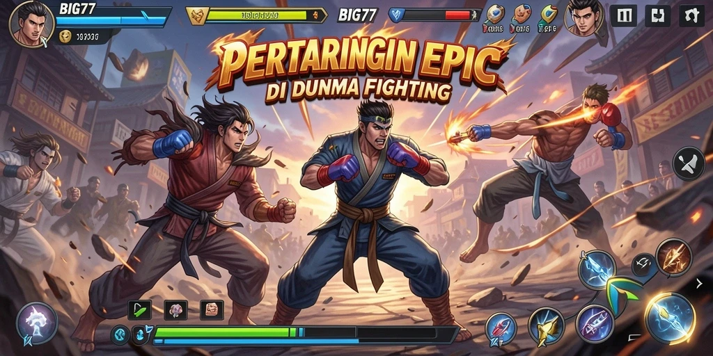 Screenshot gameplay BIG77 dengan pertarungan mendebarkan.