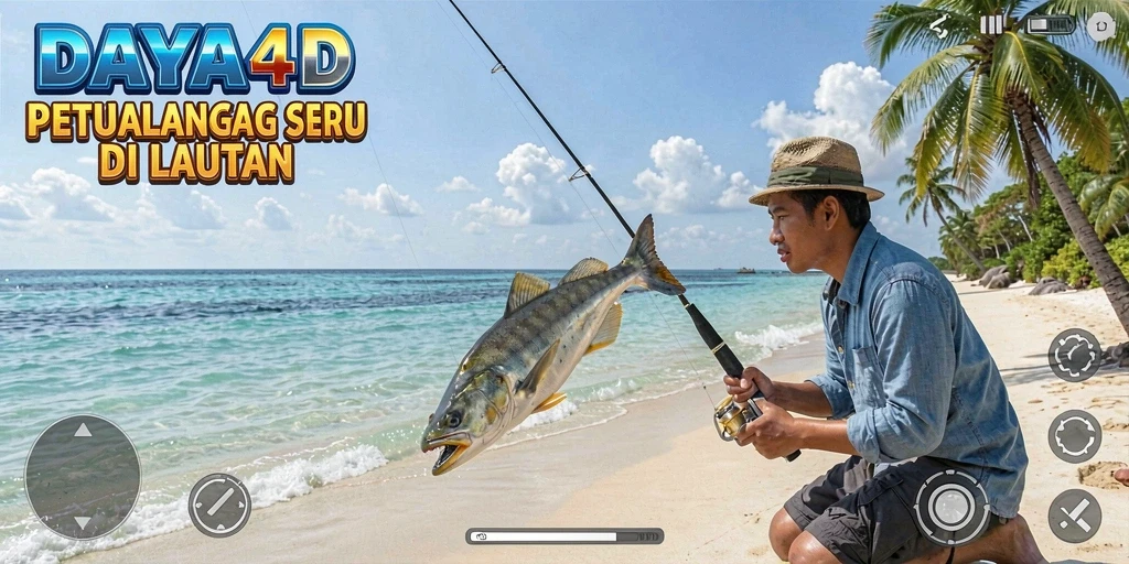 Tampilan gameplay DAYA4D yang menakjubkan saat memancing.