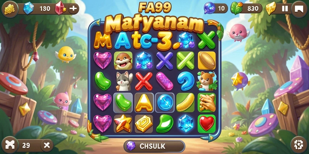 Tampilan gameplay FA99 yang penuh warna dan menantang.