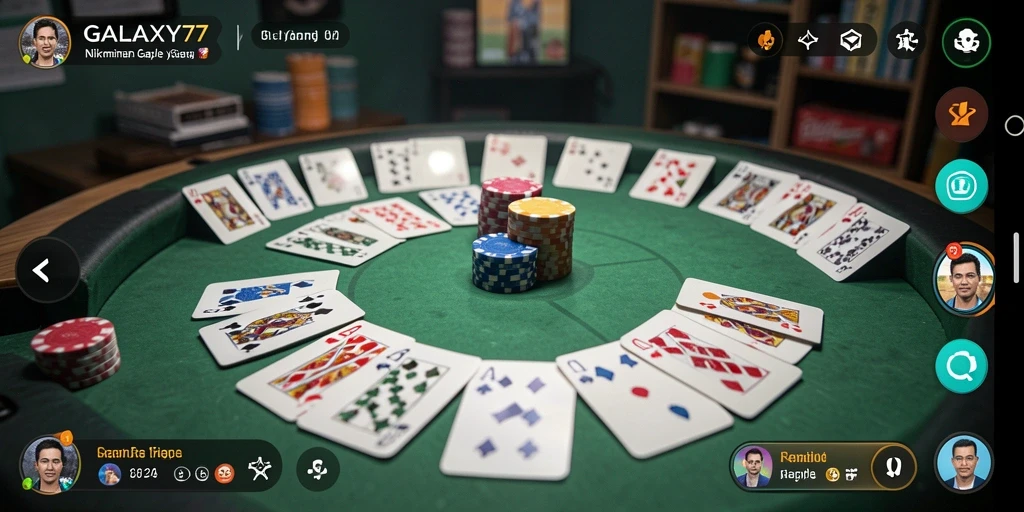 Tampilan menarik dari gameplay Gaple di GALAXY77.