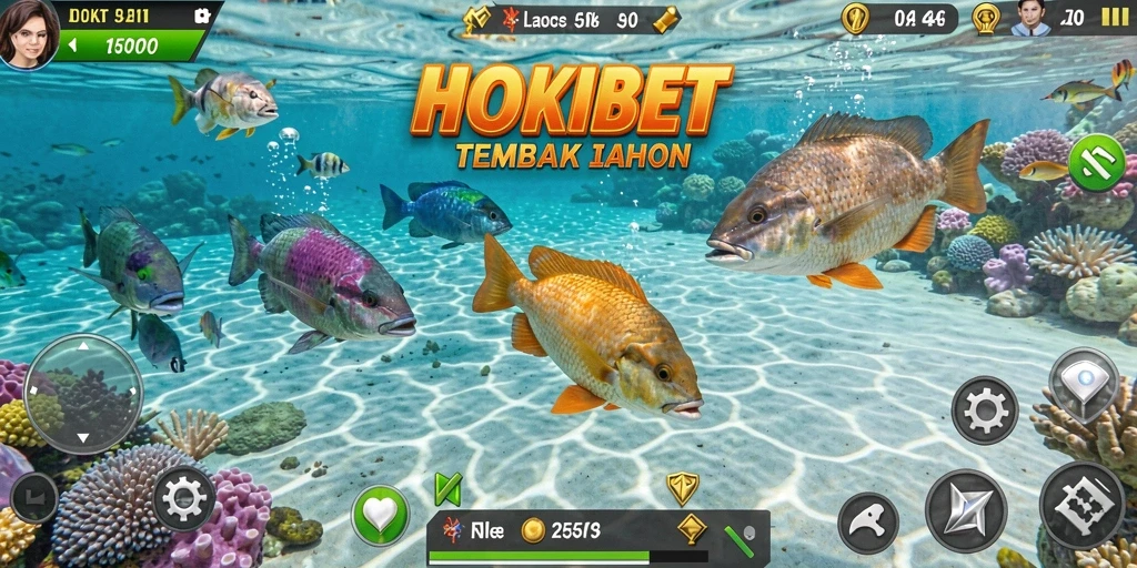 Tampilan gameplay HOKIBET yang seru dalam menembak ikan.