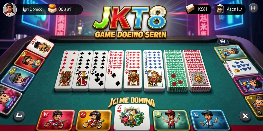 Tampilan screenshot JKT8 dari gameplay Domino yang menarik.