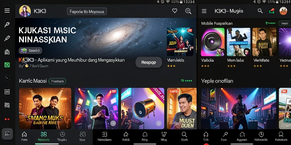 Tampilan gameplay K3K3 dengan berbagai lagu yang menarik.