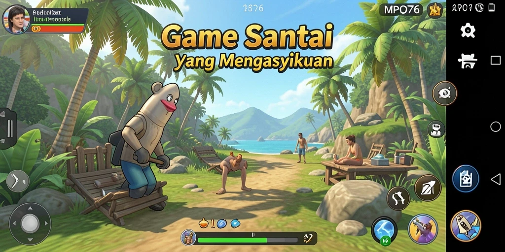 Screenshot gameplay MPO76 dengan berbagai level menantang dan visual menarik.