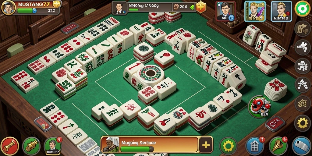 Tampilan gameplay Mahjong yang menarik di MUSTANG77.