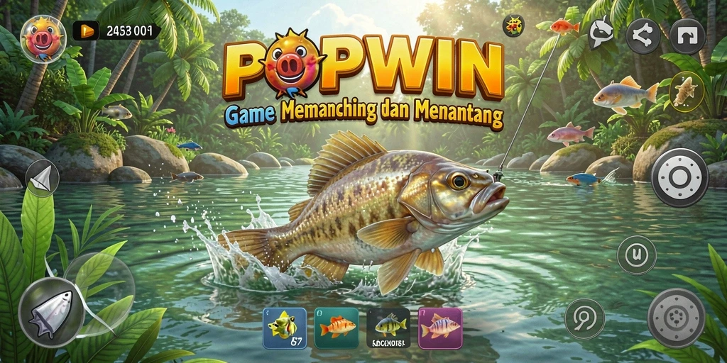 Screenshot utama dari gameplay memancing yang menarik di POPWIN.