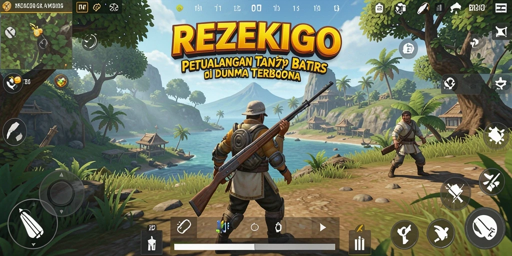 Screenshot gameplay REZEKIGO menampilkan dunia terbuka yang luas dan indah.
