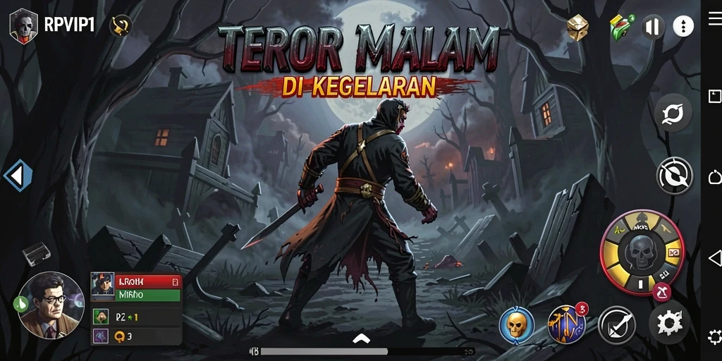 Tampilan gameplay RPVIP1 dengan suasana horror yang mencekam.