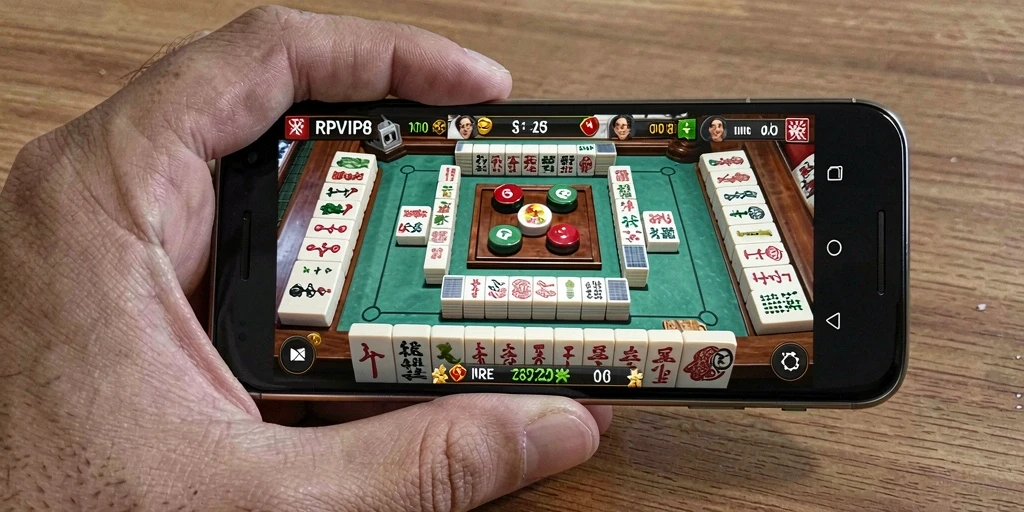 Screenshot gameplay RPVIP8 dengan tampilan ubin Mahjong yang menarik.