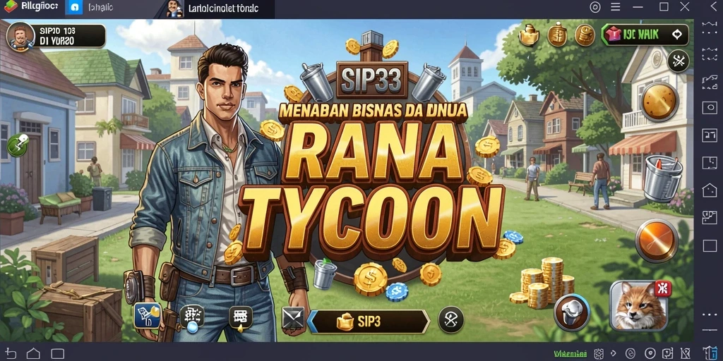 Screenshot utama gameplay SIP33 menampilkan interaksi bisnis yang dinamis.